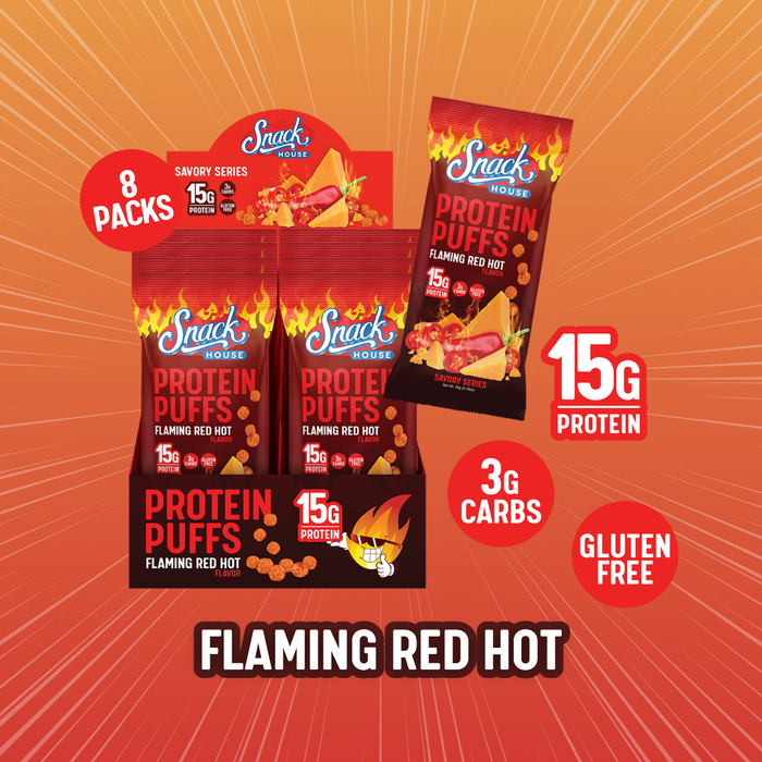 Flaming Red Hot Protein Puffs Single Serving - 8-Pack Box