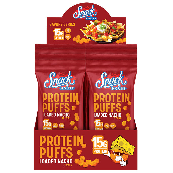 Loaded Nacho Protein Puffs Single Serving - 8-Pack Box — Snack House Foods®